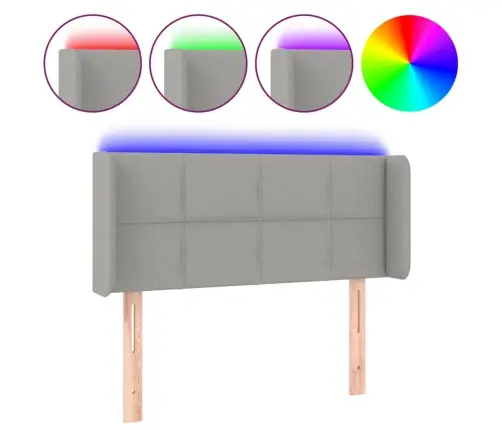 Gultas Galvgalis Ar Led, 93X16X78/88 Cm, Gaiši Pelēks Audums Vidaxl