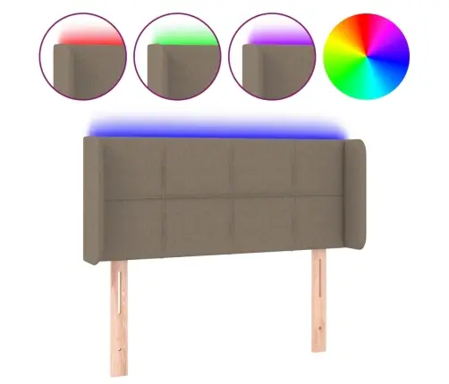 Gultas Galvgalis Ar Led, 93X16X78/88 Cm, Pelēkbrūns Audums Vidaxl