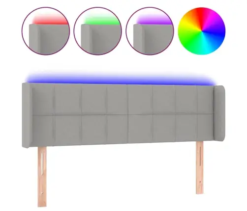 Gultas Galvgalis Ar Led, 147X16X78/88 Cm, Gaiši Pelēks Audums Vidaxl