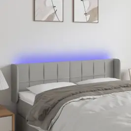 Gultas Galvgalis Ar Led, 147X16X78/88 Cm, Gaiši Pelēks Audums Vidaxl