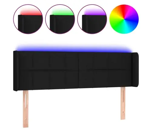 Gultas Galvgalis Ar Led, 147X16X78/88 Cm, Melns Audums Vidaxl