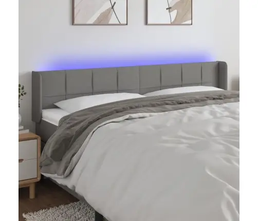 Gultas Galvgalis Ar Led, 163X16X78/88 Cm, Tumši Pelēks Audums Vidaxl