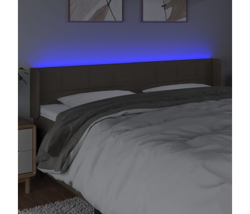 Gultas Galvgalis Ar Led, 163X16X78/88 Cm, Pelēkbrūns Audums Vidaxl