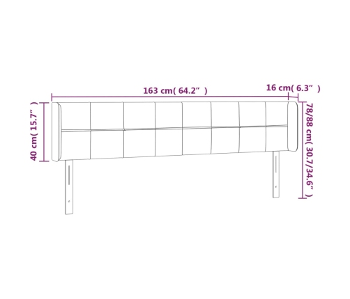 Gultas Galvgalis Ar Led, 163X16X78/88 Cm, Pelēkbrūns Audums Vidaxl