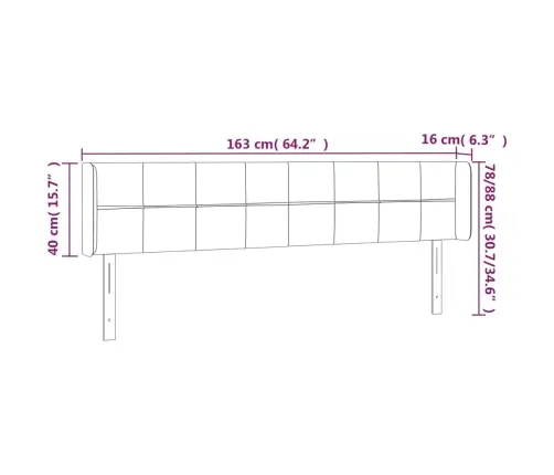 Galvūgalis Su Led, Taupe Spalvos, 163X16X78/88cm Audinys