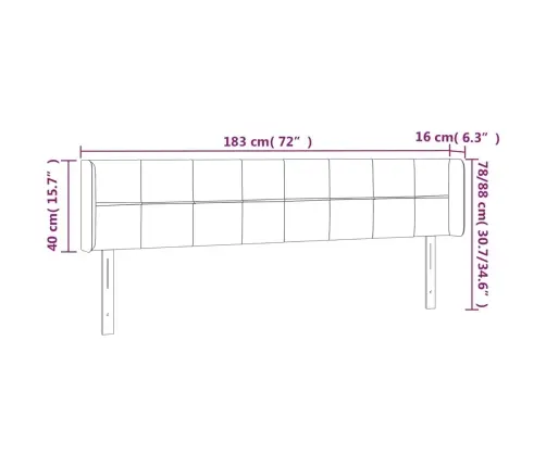 Galvūgalis Su Led, Juodos Spalvos, 183X16X78/88cm Audinys Galvūgalis Su Led, Juodos Spalvos, 183X16X78/88cm Audinys