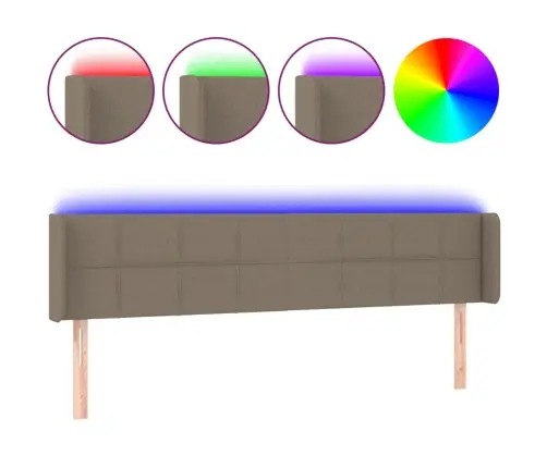 Gultas Galvgalis Ar Led, 183X16X78/88 Cm, Pelēkbrūns Audums Vidaxl