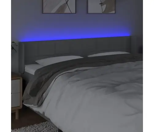 Gultas Galvgalis Ar Led, 203X16X78/88 Cm, Gaiši Pelēks Audums Vidaxl