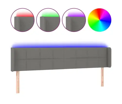 Gultas Galvgalis Ar Led, 203X16X78/88 Cm, Tumši Pelēks Audums Vidaxl