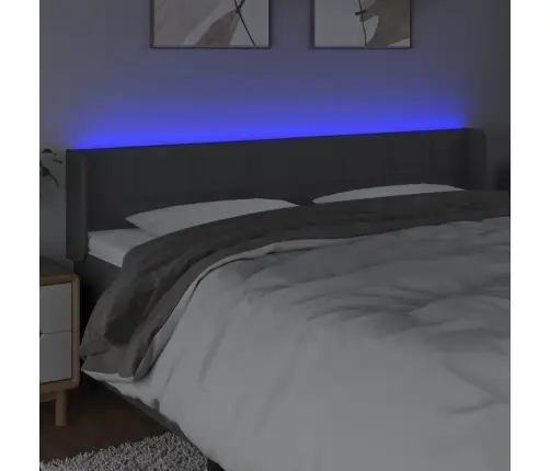Gultas Galvgalis Ar Led, 203X16X78/88 Cm, Tumši Pelēks Audums Vidaxl