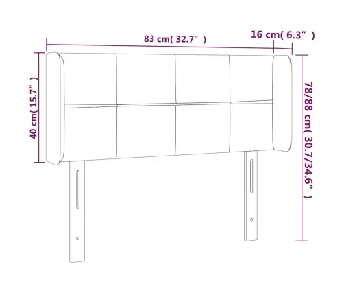 Gultas Galvgalis Ar Led, 83X16X78/88 Cm, Tumši Zils Samts Vidaxl