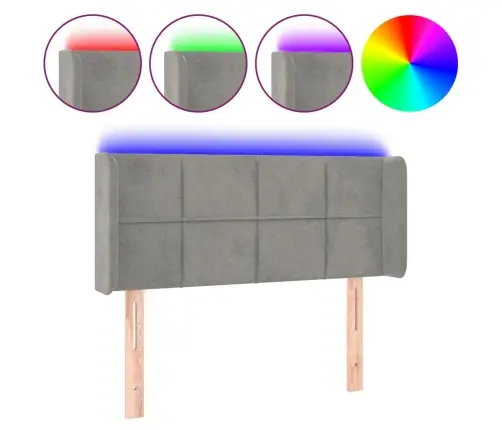 Gultas Galvgalis Ar Led, 93X16X78/88 Cm, Gaiši Pelēks Samts Vidaxl