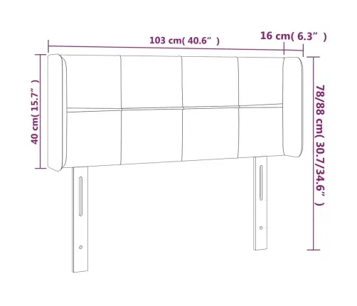 Galvūgalis Su Led, Tamsiai Mėlynas, 103X16X78/88cm Aksomas