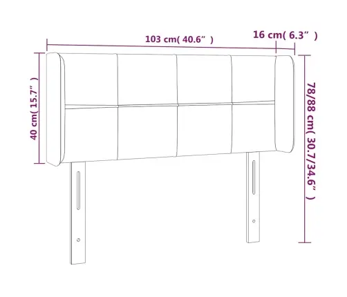 Gultas Galvgalis Ar Led, 103X16X78/88 Cm, Tumši Zils Samts Vidaxl