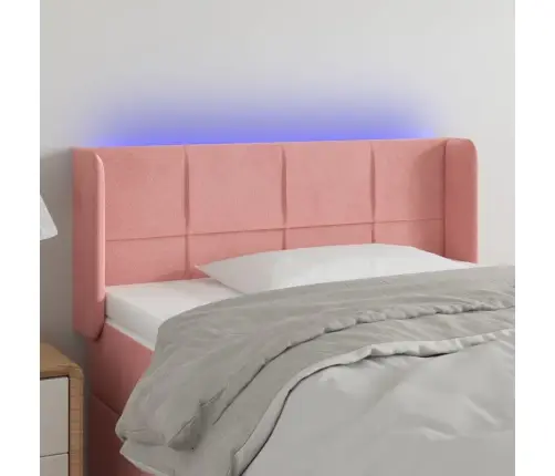 Gultas Galvgalis Ar Led, 103X16X78/88 Cm, Rozā Samts Vidaxl
