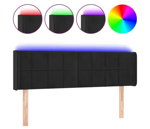 Galvūgalis Su Led, Juodos Spalvos, 147X16X78/88cm Aksomas