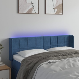 Gultas Galvgalis Ar Led, 147X16X78/88 Cm, Tumši Zils Samts Vidaxl
