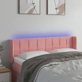 Gultas Galvgalis Ar Led, 147X16X78/88 Cm, Rozā Samts Vidaxl