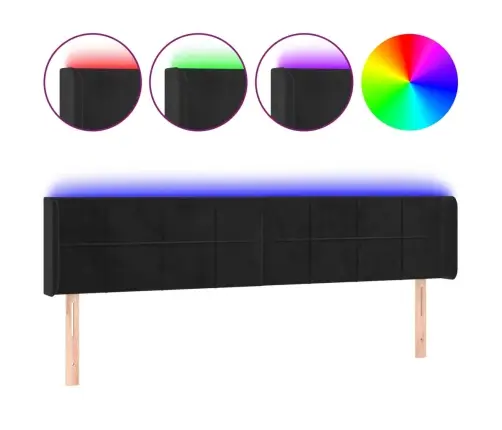 Gultas Galvgalis Ar Led, 183X16X78/88 Cm, Melns Samts Vidaxl