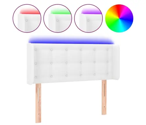 Gultas Galvgalis Ar Led, 83X16X78/88 Cm, Balta Mākslīgā Āda Vidaxl