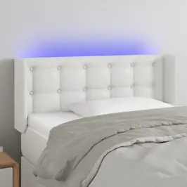 Gultas Galvgalis Ar Led, 93X16X78/88 Cm, Balta Mākslīgā Āda Vidaxl