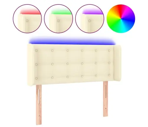 Galvūgalis Su Led, Kreminės Spalvos,93X16X78/88cm Dirbtinė Oda