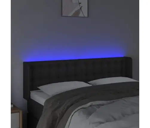 Galvūgalis Su Led, Juodos Spalvos, 147X16X78/88cm Dirbtinė Oda