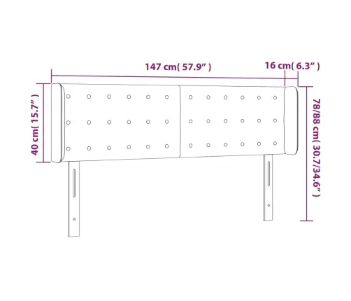 Galvūgalis Su Led, Juodos Spalvos, 147X16X78/88cm Dirbtinė Oda