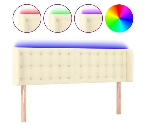 Gultas Galvgalis Ar Led, 147X16X78/88 Cm, Krēmkrāsas Vidaxl