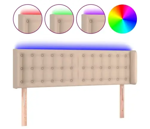 Gultas Galvgalis Ar Led, 147X16X78/88 Cm, Kapučīno Mākslīgā Āda Vidaxl