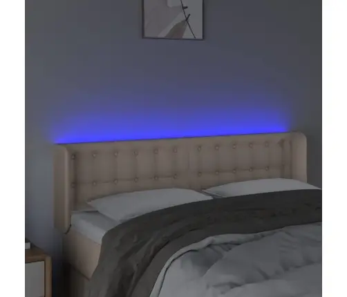 Gultas Galvgalis Ar Led, 147X16X78/88 Cm, Kapučīno Mākslīgā Āda Vidaxl