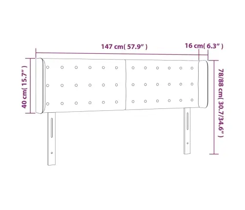 Gultas Galvgalis Ar Led, 147X16X78/88 Cm, Kapučīno Mākslīgā Āda Vidaxl