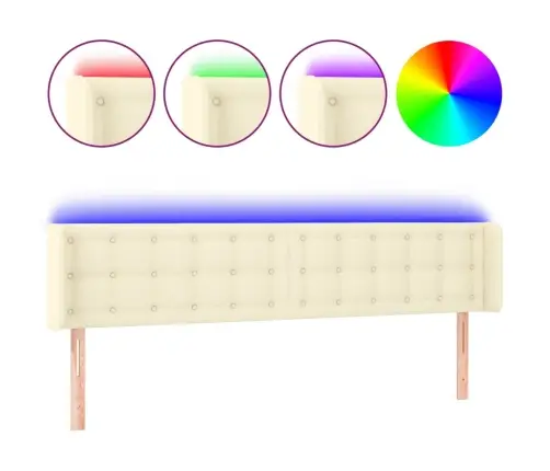 Gultas Galvgalis Ar Led, 163X16X78/88 Cm, Krēmkrāsas Vidaxl