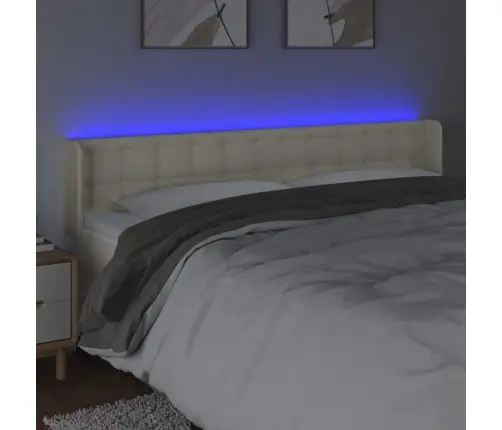 Gultas Galvgalis Ar Led, 163X16X78/88 Cm, Krēmkrāsas Vidaxl