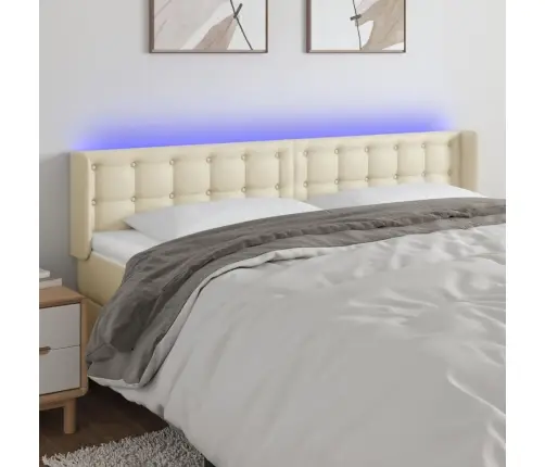 Gultas Galvgalis Ar Led, 163X16X78/88 Cm, Krēmkrāsas Vidaxl