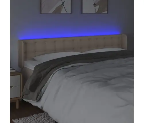 Gultas Galvgalis Ar Led, 163X16X78/88 Cm, Kapučīno Mākslīgā Āda Vidaxl