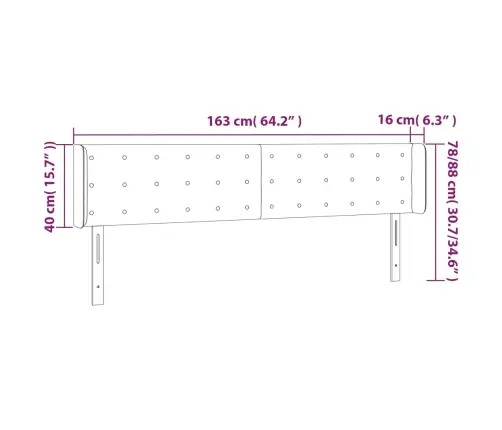 Gultas Galvgalis Ar Led, 163X16X78/88 Cm, Kapučīno Mākslīgā Āda Vidaxl