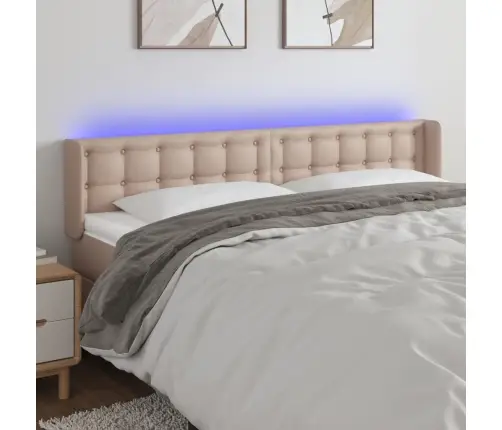 Gultas Galvgalis Ar Led, 163X16X78/88 Cm, Kapučīno Mākslīgā Āda Vidaxl