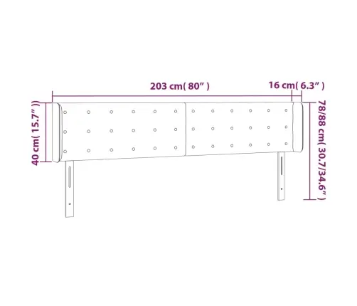 Led-Voodipeats, Valge, 203X16X78/88 cm Kunstnahk