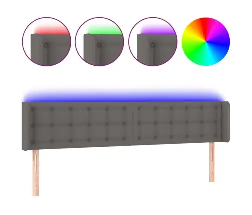 Gultas Galvgalis Ar Led, 203X16X78/88 Cm, Pelēka Mākslīgā Āda Vidaxl