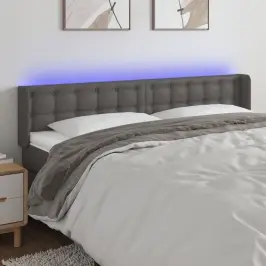 Gultas Galvgalis Ar Led, 203X16X78/88 Cm, Pelēka Mākslīgā Āda Vidaxl