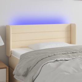 Gultas Galvgalis Ar Led, 83X16X78/88 Cm, Krēmkrāsas Audums Vidaxl