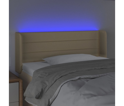 Gultas Galvgalis Ar Led, 93X16X78/88 Cm, Krēmkrāsas Audums Vidaxl