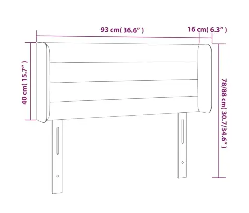 Led-Voodipeats, Kreemjas, 93X16X78/88 cm Kangas