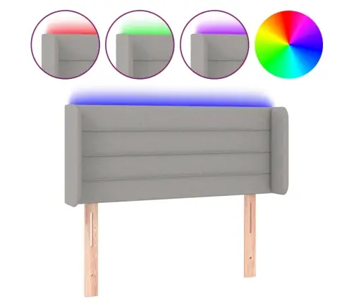 Gultas Galvgalis Ar Led, 103X16X78/88 Cm, Gaiši Pelēks Audums Vidaxl