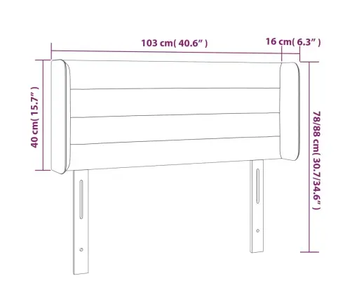 Gultas Galvgalis Ar Led, 103X16X78/88 Cm, Melns Audums Vidaxl