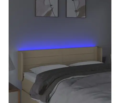 Gultas Galvgalis Ar Led, 147X16X78/88 Cm, Krēmkrāsas Audums Vidaxl