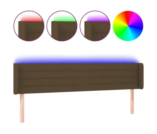 Gultas Galvgalis Ar Led, 183X16X78/88 Cm, Tumši Brūns Audums Vidaxl