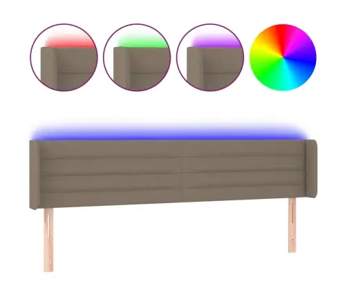 Gultas Galvgalis Ar Led, 183X16X78/88 Cm, Pelēkbrūns Audums Vidaxl