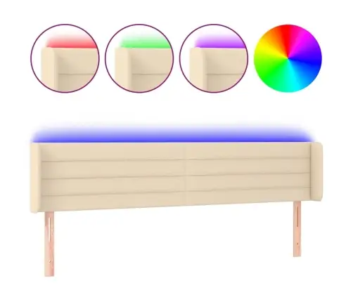 Galvūgalis Su Led, Kreminės Spalvos, 183X16X78/88cm Audinys